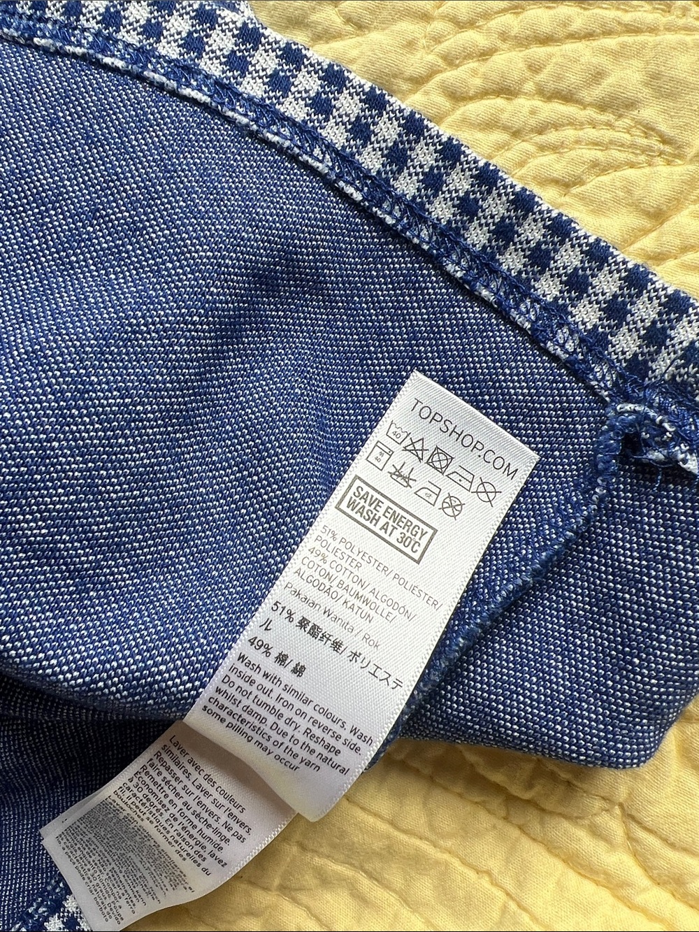 Topshop Blue Gingham Ruffle Front Miniskirt - Picture 4 of 4